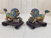 ENAMEL CHINESE FOO DOG FIGURES, TEMPLE DOGS
