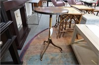 Baker Furniture Oval Wood & Brass Accent table