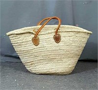 Woven basket with handles 13" x 23"