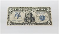 1899 $5 CHIEF SILVER CERTIFICATE - APPARENT XF