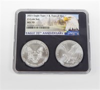 2021 EAGLE TYPE 1 and TYPE 2 SET - NGC MS70
