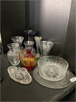 Amberina Vase, Etched Glass, Glass Vases.