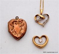 9ct Yellow Gold and Diamond Heart Pendant