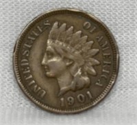 Of) 1901 Indian head penny condition VF