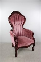 Vintage Walnut Pink Victorian Style Arm Chair