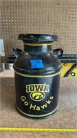 Iowa Hawkeye painted milk can 20.5” H