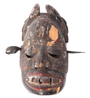 Exceptional Ibibio Eket Painted Wood Mask, 20th c.