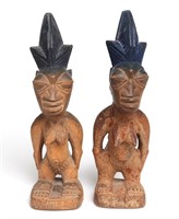 Twin Female Yoruba Wood Carved Ibeji