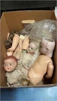 Box lot of vintage and antique baby doll
