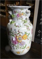 Cream crackle glazed baluster vase, decorated with