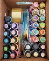Box of Acrylic Paints and Brushes