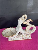 Royal Haeger #51, mermaid brush gold soap dish, ul