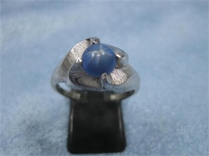 SS Vtg Blue Stone Ring Hallmarked