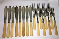 8 English Sterling & Bone Handle Forks & Knives