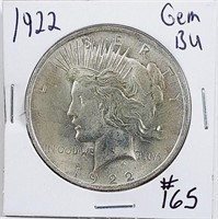 1922  Peace Dollar   Gem BU