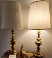 (2) Brass Lamps w/Shades
