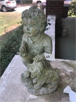 Boy & Dog Statue (Resin)