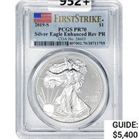 2019-S American 1oz Silver Eagle PCGS PR70 Enhn