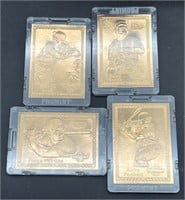 4 PROMINT 22K GOLD PLTD BALL CARDS (BONDS, BRETT)
