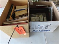 Box of cookbooks, photo albums, & stamps