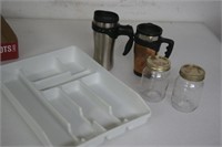 Travel Mugs Jars and tray