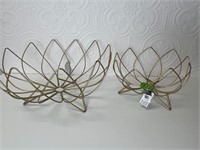 Sculpted Gold Wire Footed Metal Bowl 2pc Set