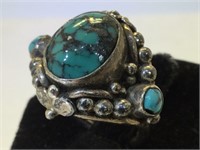 Sterling Silver SW ring with Turquoise ring -