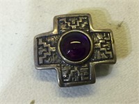 Sterling Silver Bolo Slide with purple stone -