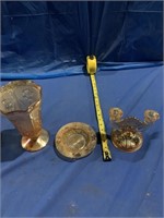 3 pieces of glassware believed to be carnival