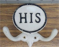 Cast iron "HIS" coat hanger