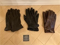 Lot of 3 Pair Leather Gloves Men's Sz M
