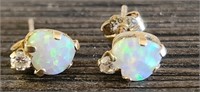 Pair of Marked 10K Opal Earrings
