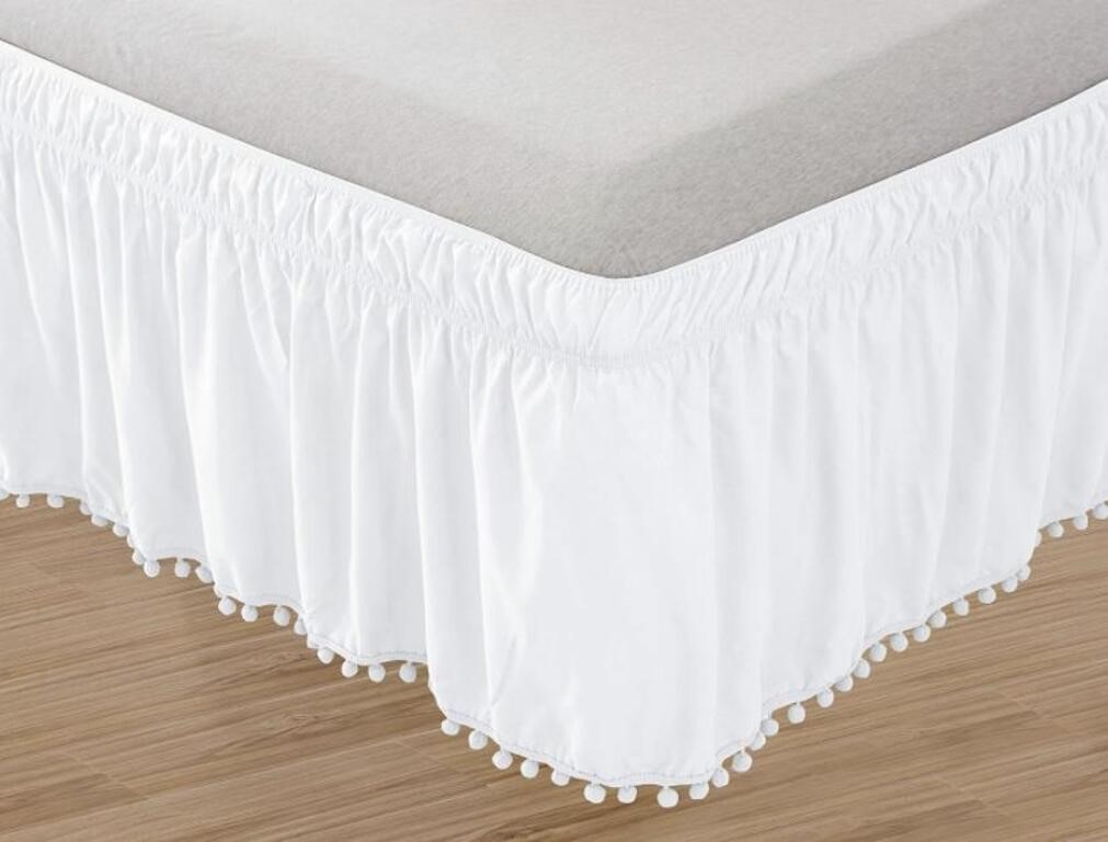 TOP KNOT TASSLE BALL BED SKIRT FOR TWIN OR FULL