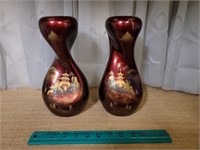 Japanese Temple Pigeon Blood Red Curved Vase Set
