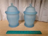 Indiana Glass Company Blue Satin Apothecary Jar