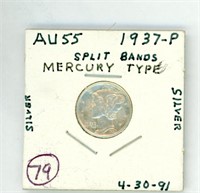 Mercury Dime 1937 D AU-UNC