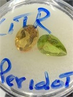 2.46CT TOTAL WEIGHT 2 STONES Citrine/ peridot