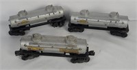 3 Lionel O Scale Sunoco Tank Cars