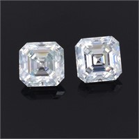 APPR $2400 3.80ct Pair of Asscher Cut Loose White