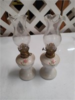 2 Miniature Ceramic Oil Lamps