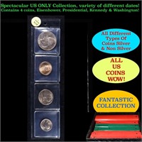 Intresting Page of 4 US Coins Washington Quarter,
