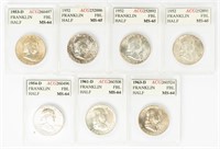 Coin 7 Ben Franklin Half Dollars-ACG-MS64-65 FBL's