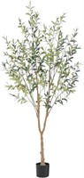 Tall Faux Olive Tree 7Ft Green Leaves/Fruits