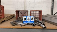 Lot of Assorted Casters & 2 Plastic Crates