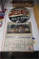 Pepsi April 1949 Calendar & Repro Pepsi Sign