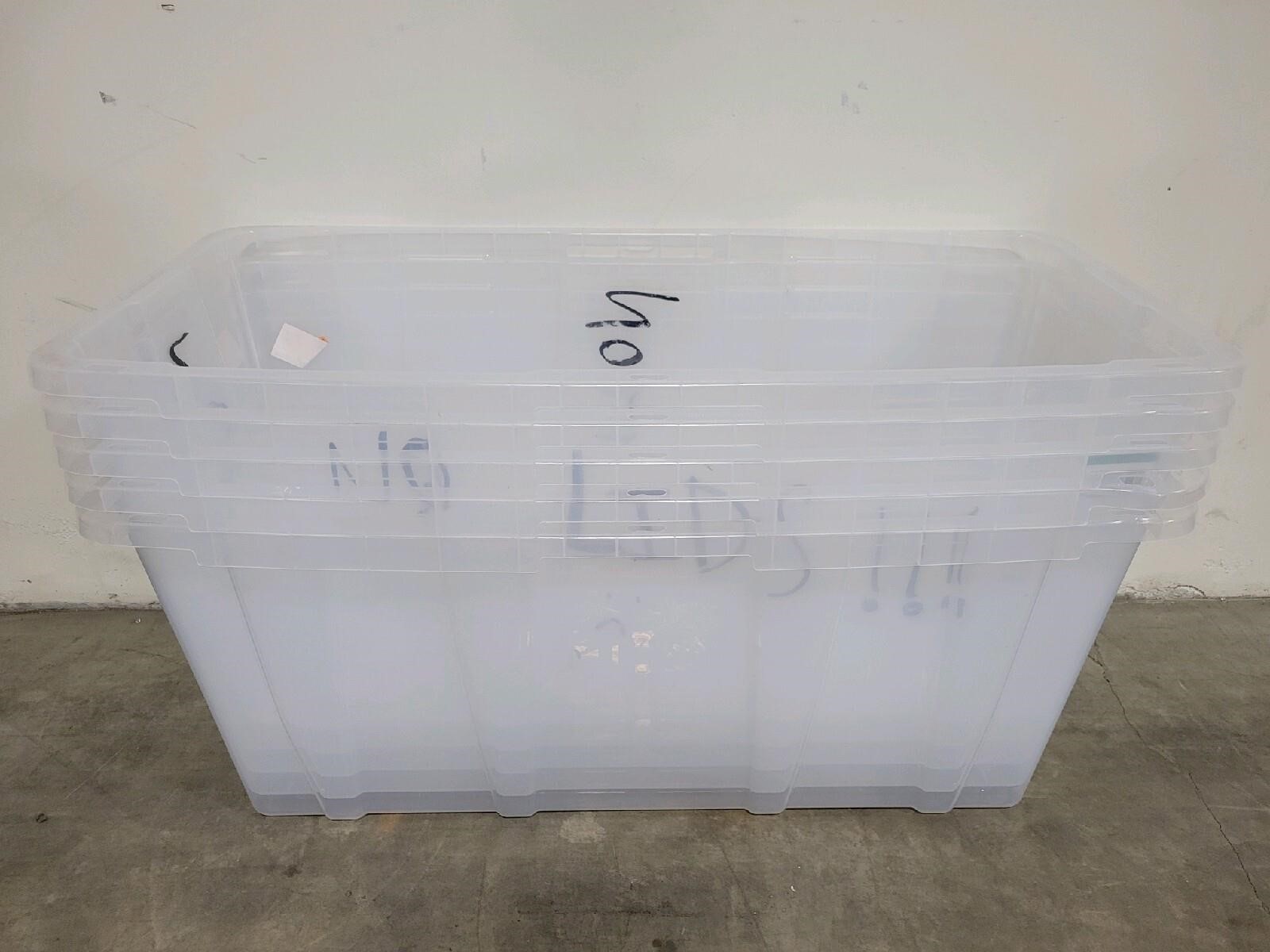 Group of 5 HDX 57 Gal. Tough Storage Tote in Clear