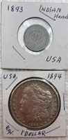 1894 USA One dollar replica / 1893 USA Indian