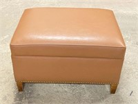 Leather Ottoman with Nail Head Trim