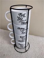 Bible Verse Coffee Cup Set with Holder
