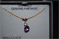 New 10KT Gold Amethyst Pendant,10Kt Gold Filled